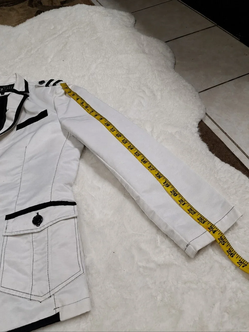 Moy Ferreti White & Black Military Nautical Contrast-Trim Blazer Men Size Large